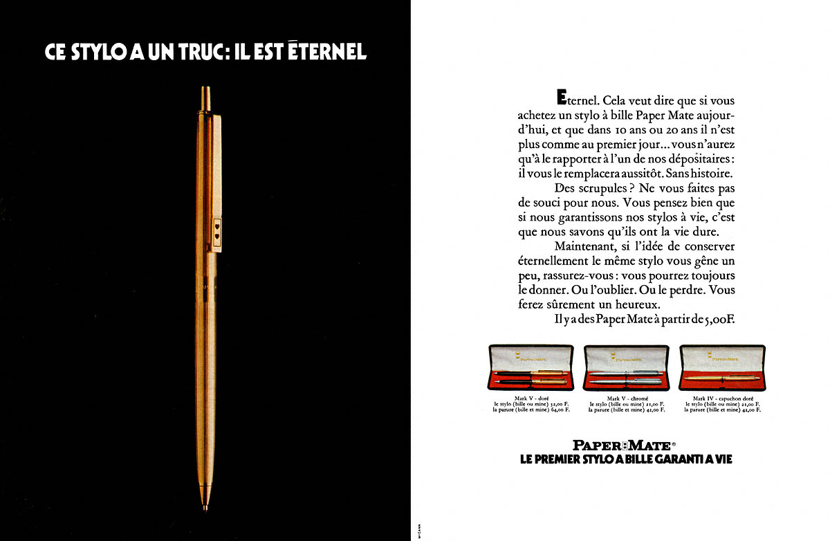 Advert Paper Mate 1969